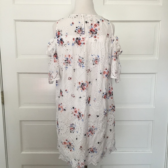 LOFT Cold Shoulder Eyelet Swing Dress Size S - Picture 5 of 7